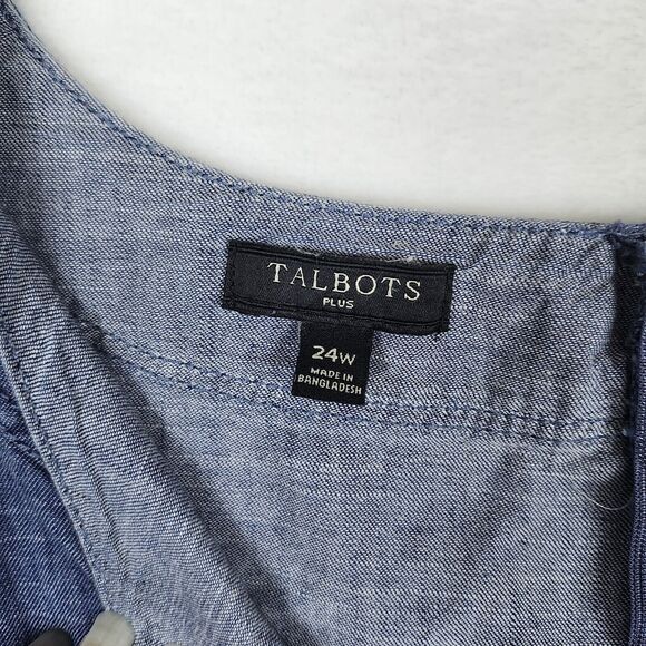Talbots Chambray Midi Shift Dress Womens Plus Sz 24W Blue Denim Classic Basic - Picture 4 of 10